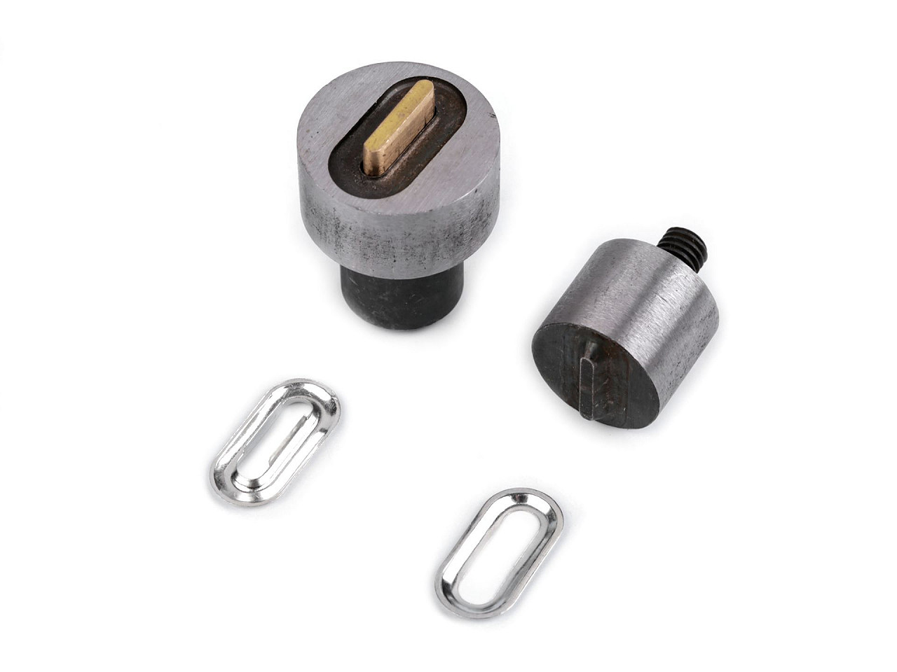 Hand press dies mold for oval eyelets / grommets 4x16 mm, 5x18 mm - Nickel (1 Set)