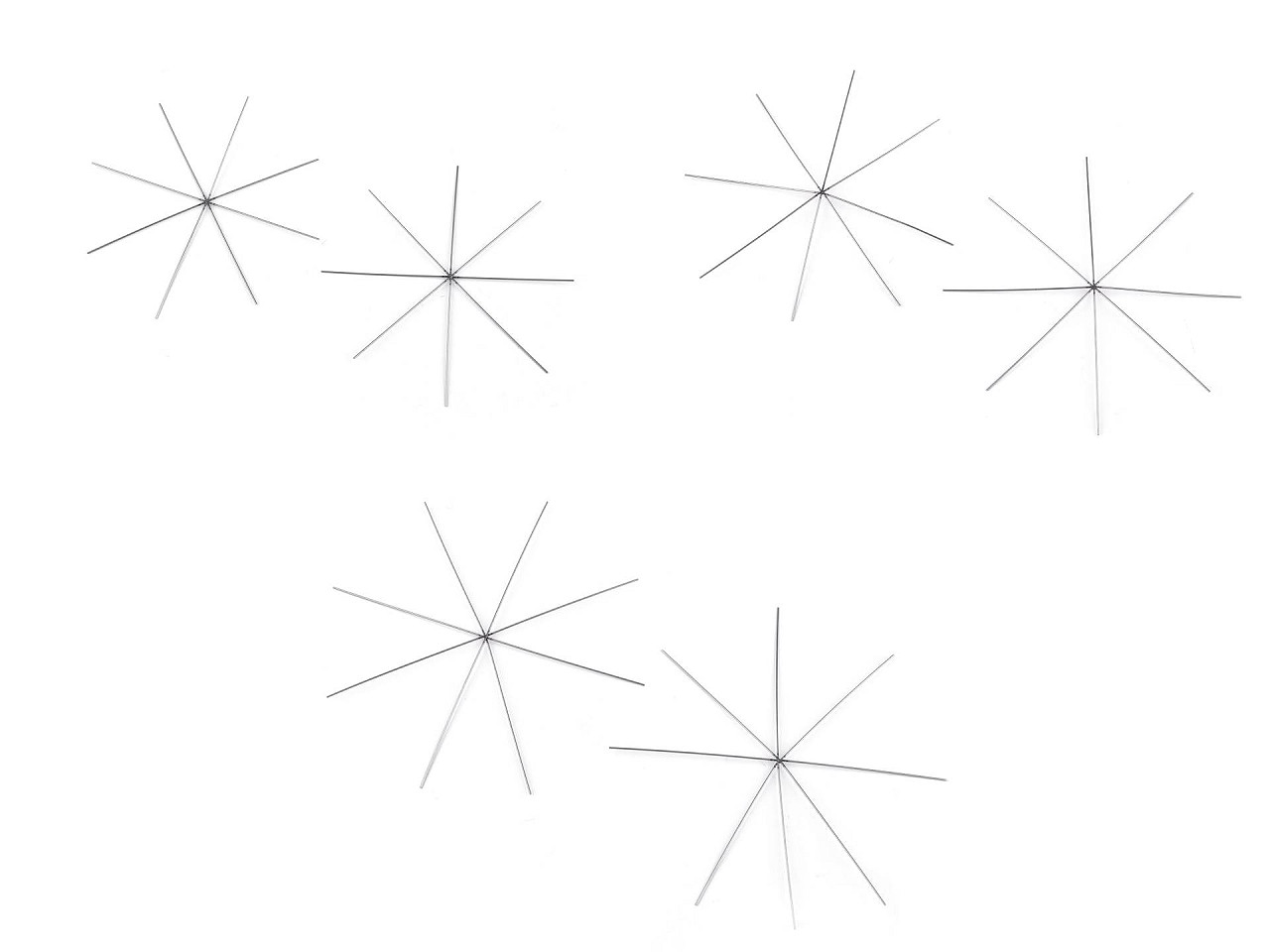 Christmas star / snowflaflake wire base for beading ø10.5 cm, 12.5 cm, 13.5 cm - Platinum (20 Pieces)