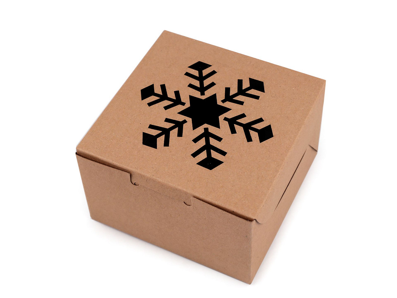 Christmas paper box  with see-through window, tree, snowflake, bell - Natural brown (10 Pieces)