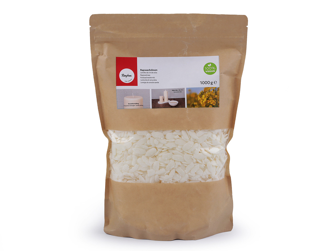 Rapeseed wax - pellets for candle making 1000 g - White natural (1 Bag)