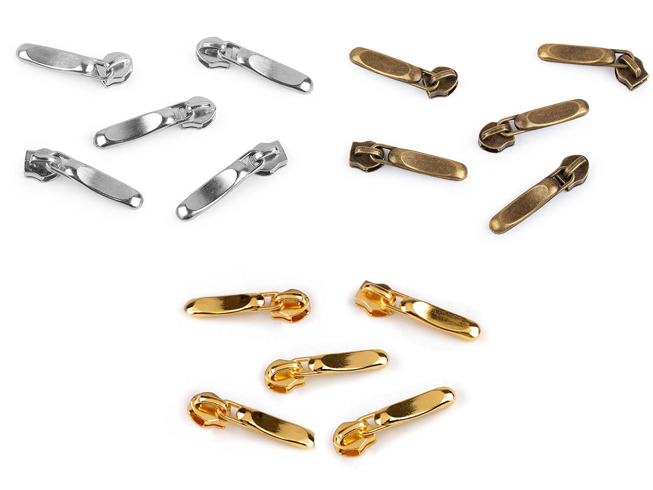 Slider for nylon / spiral zippers no 5, decorative - Vintage brass (50 Pieces)