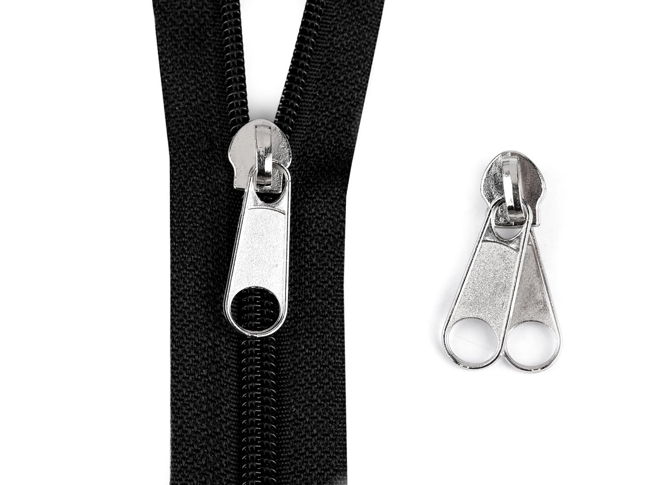 Slider for nylon / spiral zippers, double-sided, no 7 - Nickel (5 Pieces)