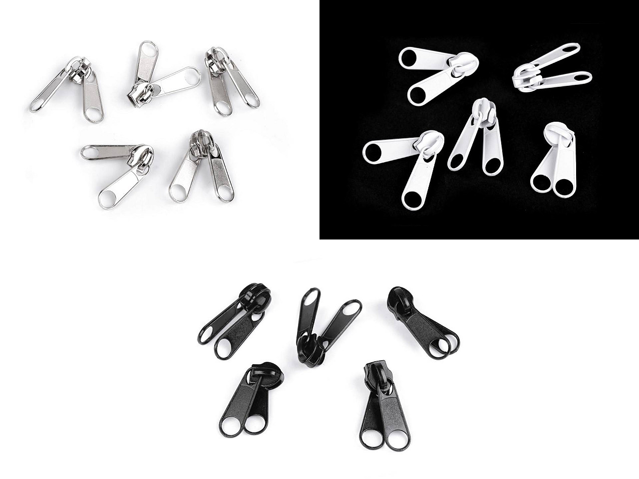 Slider for nylon / spiral zippers, double-sided, no 7 - Nickel (5 Pieces)