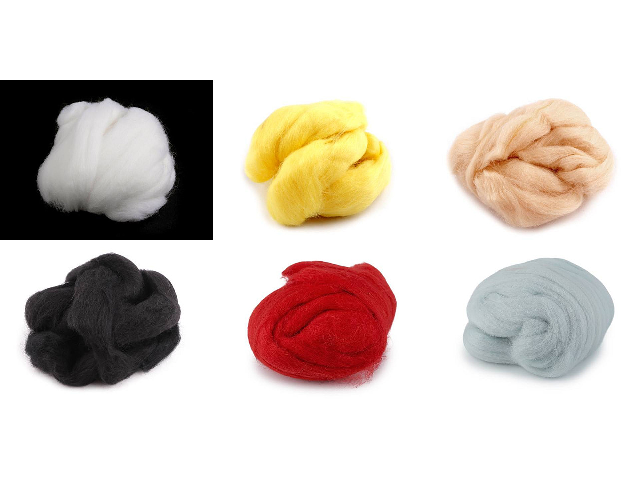Wool fleece roving 20 g combed - Black (1 Bag)