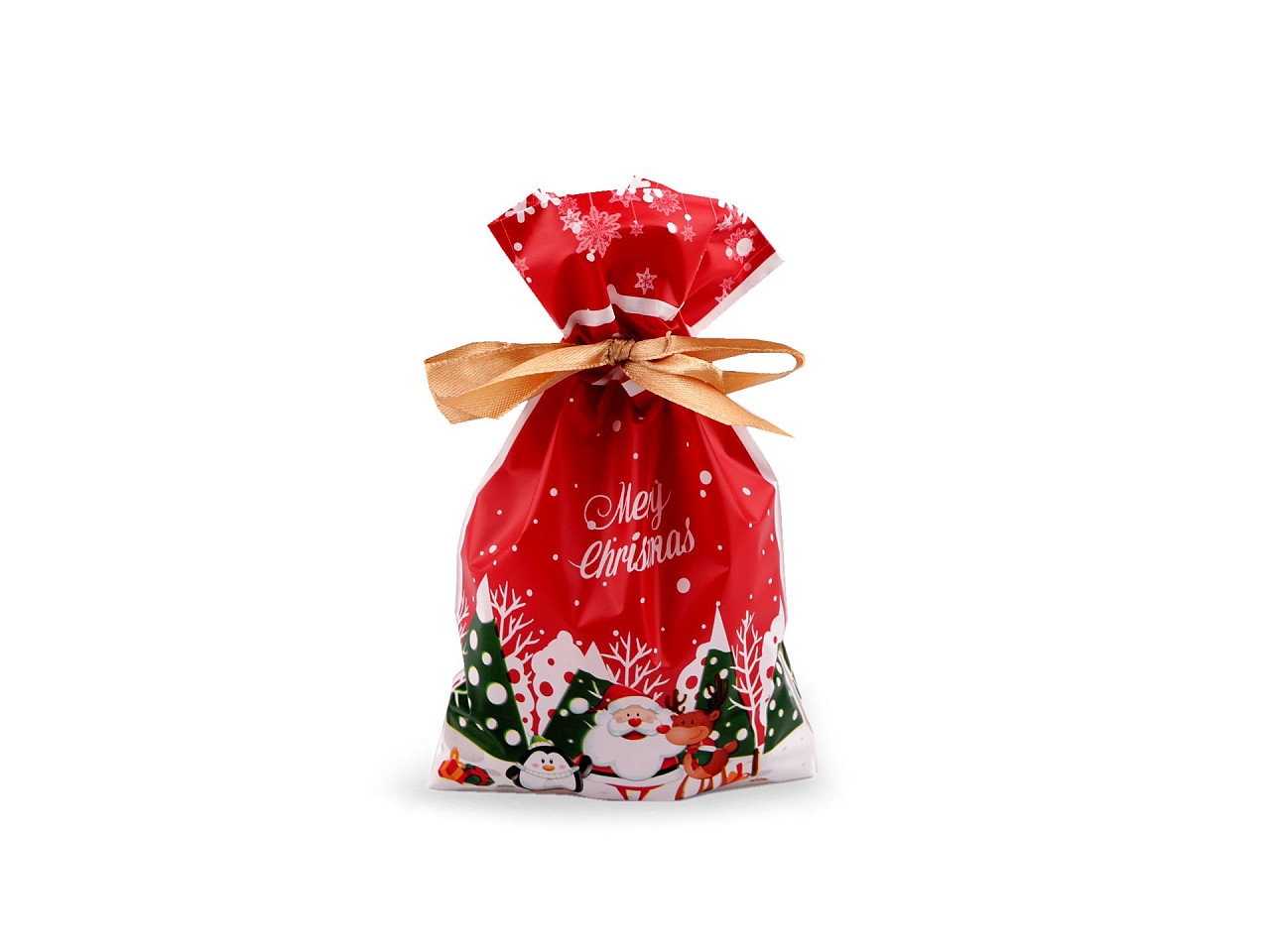 Candy bags / goodie bags with christmas ribbon 12x17.5 cm - Green (5 Pieces)