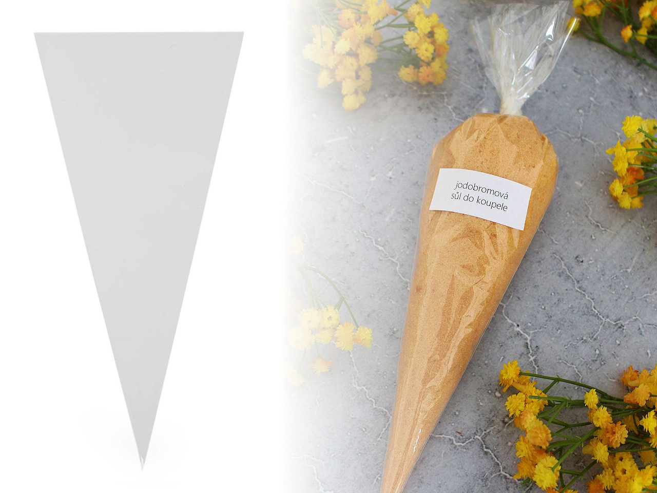 Cellophane bag / cone 17x35 cm - Transparent (20 Pieces)