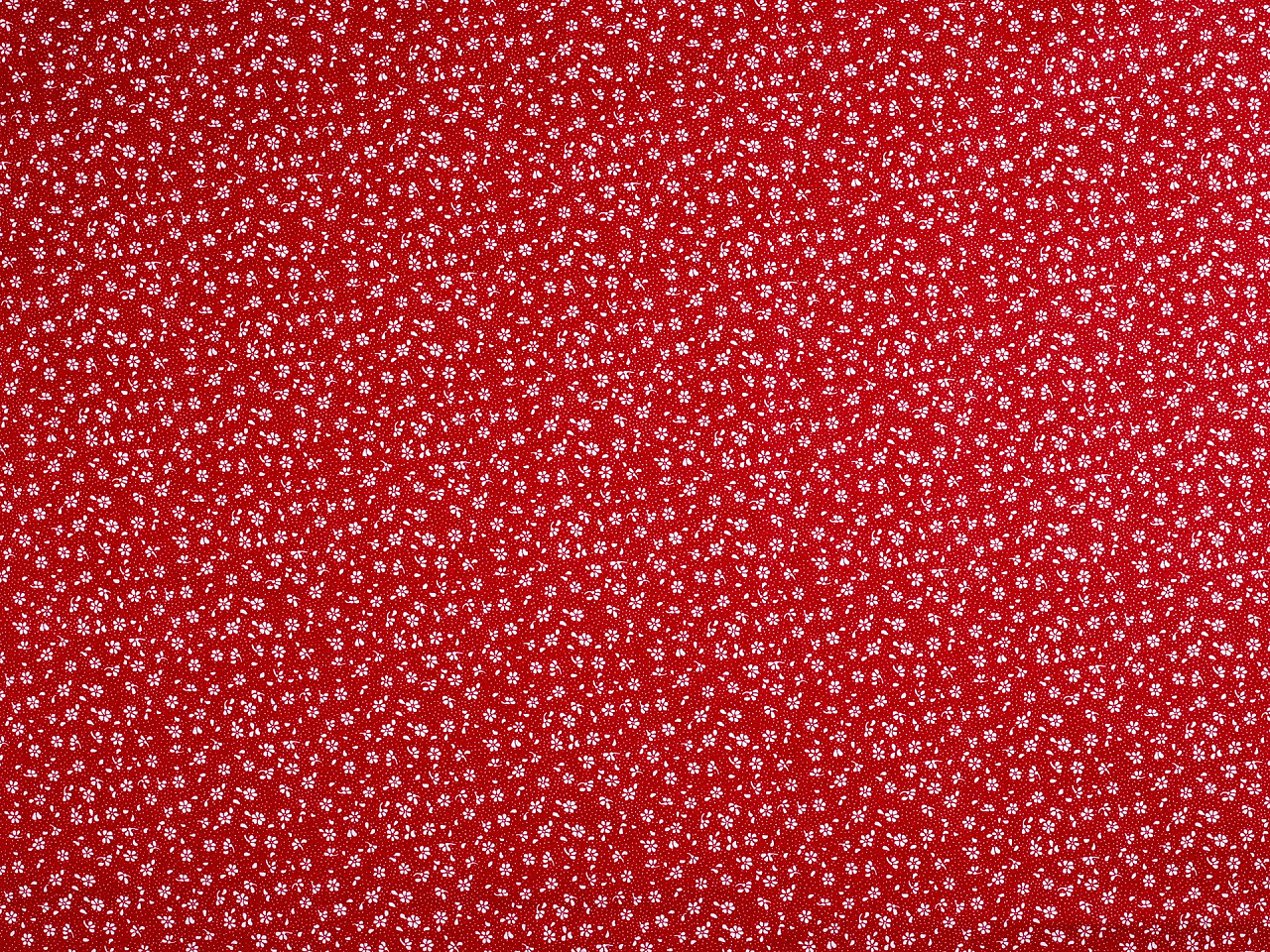 Cotton fabric / canvas, tiny flowers - Red (1 Meter)