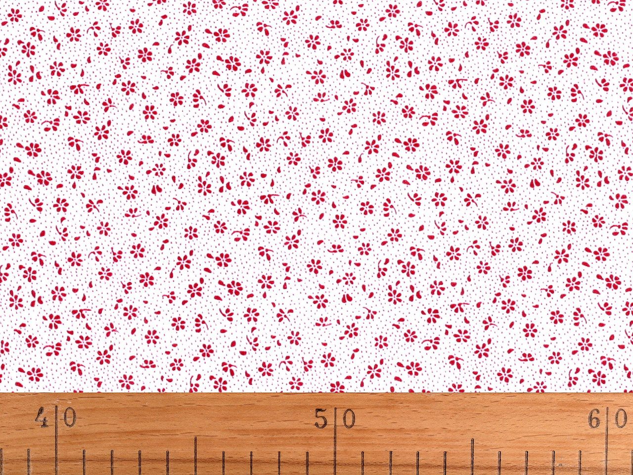 Cotton fabric / canvas, tiny flowers - Red (1 Meter)