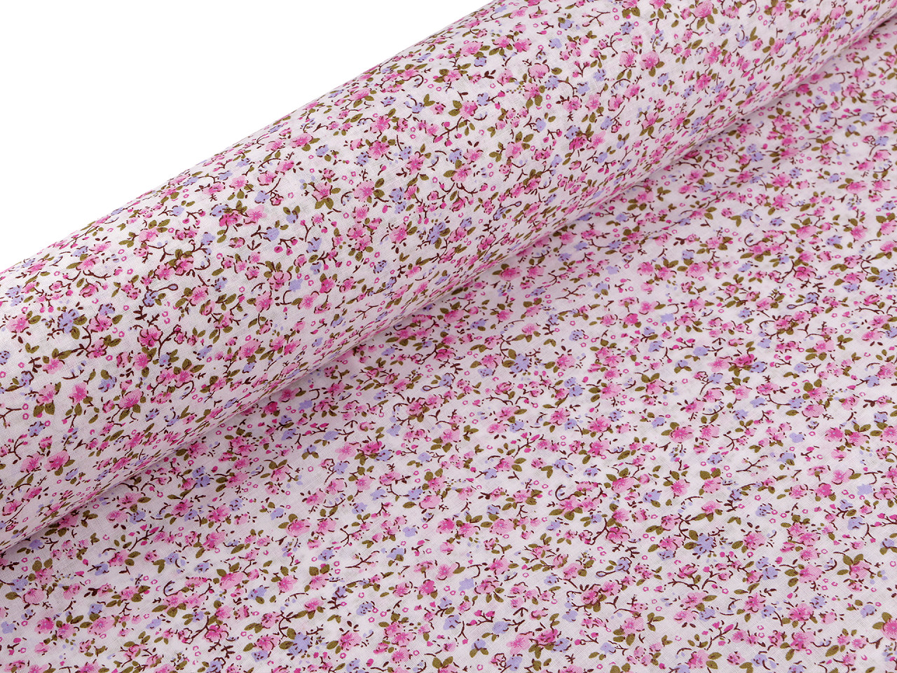 Cotton fabric, small flowers - Blue light (1 Meter)