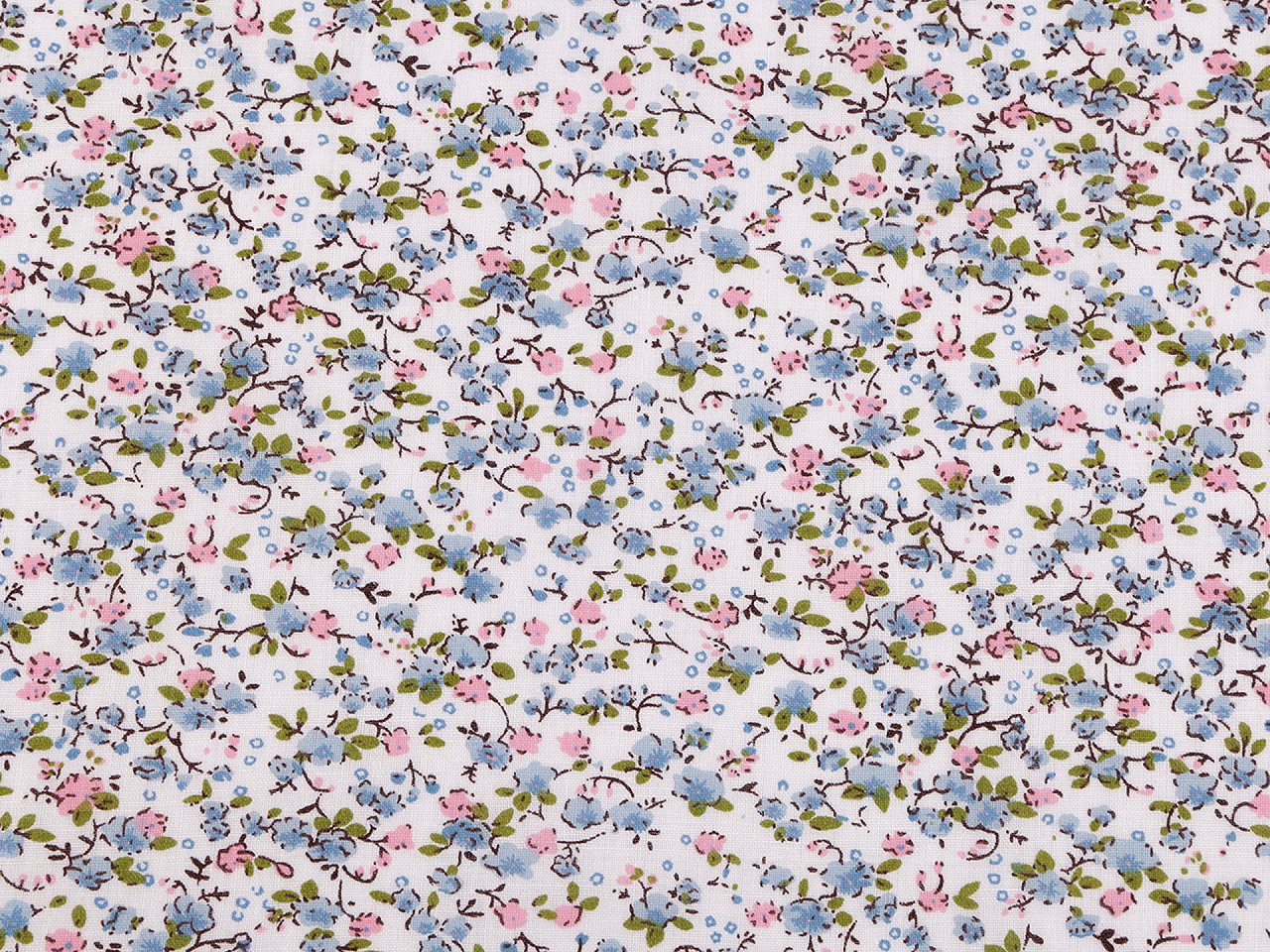 Cotton fabric, small flowers - Blue light (1 Meter)