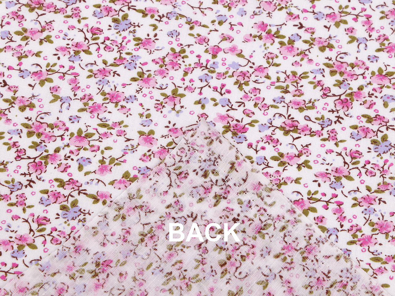 Cotton fabric, small flowers - Blue light (1 Meter)