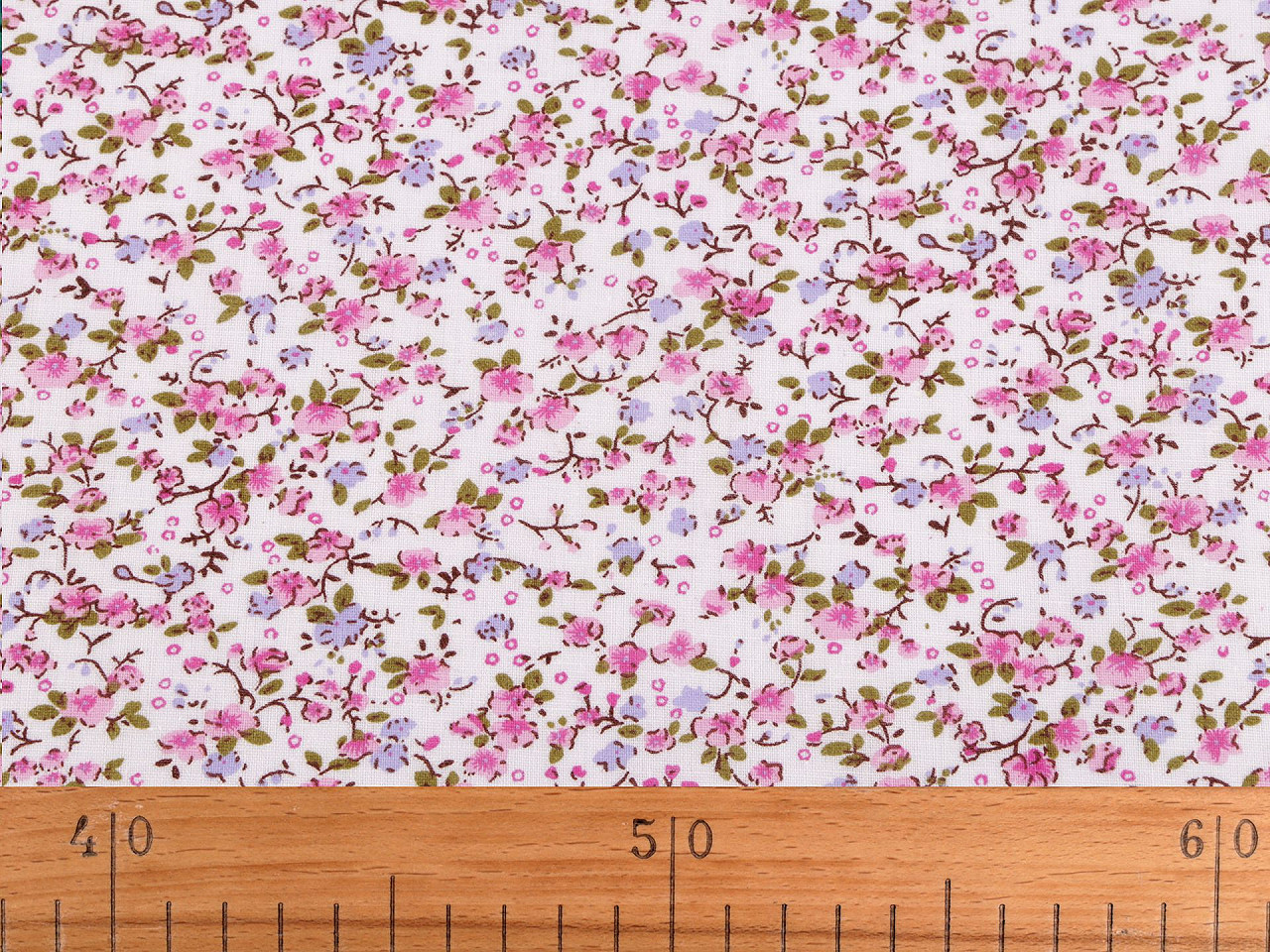 Cotton fabric, small flowers - Blue light (1 Meter)