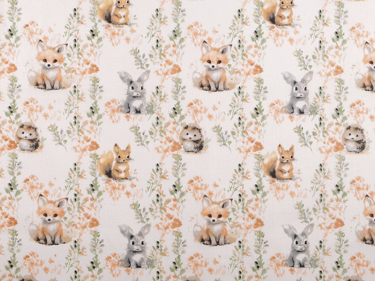 Cotton fabric  /canvas, animals - White (1 Meter)