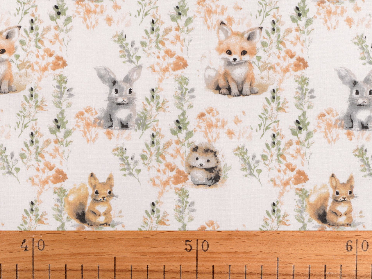 Cotton fabric  /canvas, animals - White (1 Meter)