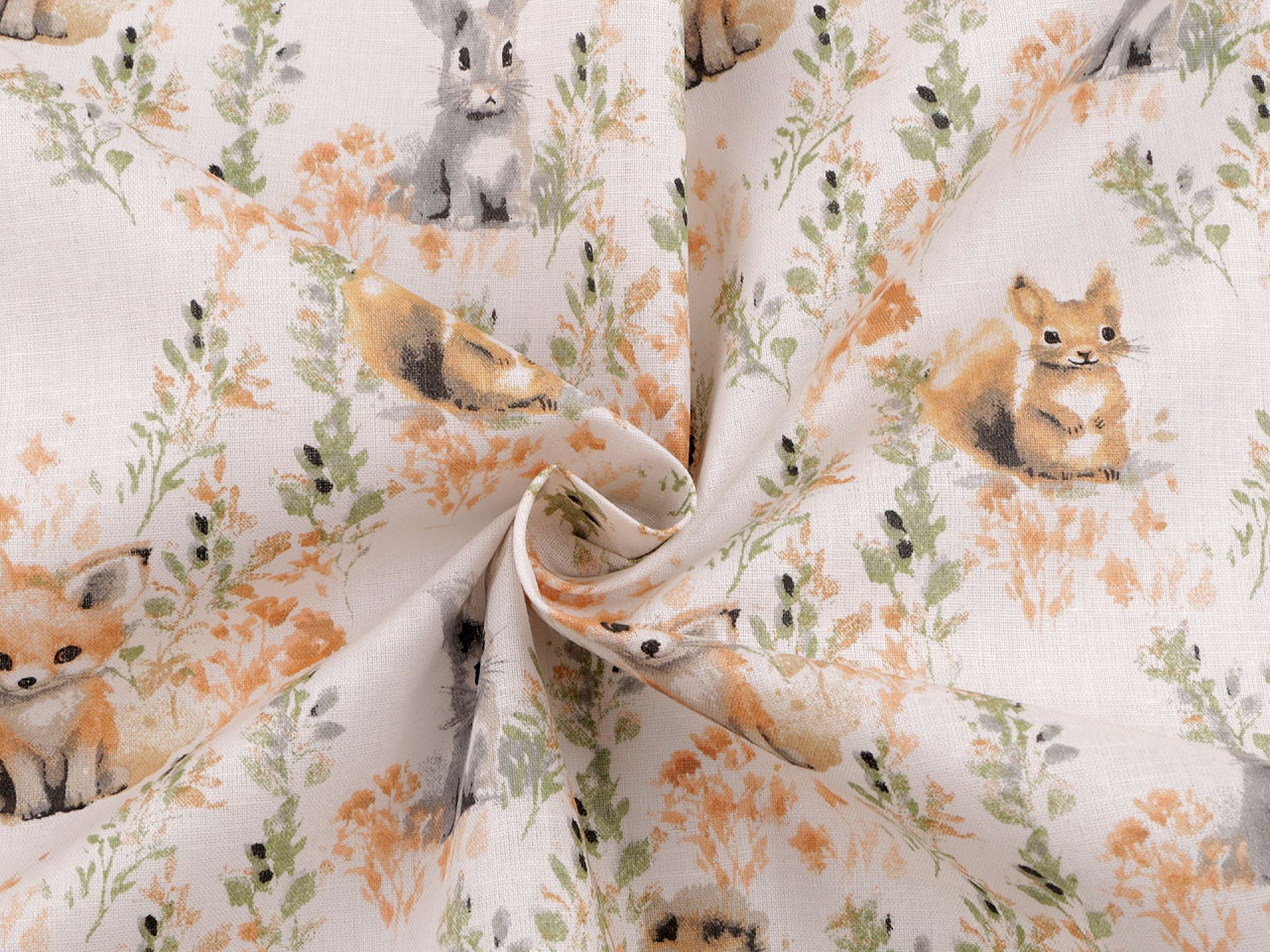 Cotton fabric  /canvas, animals - White (1 Meter)