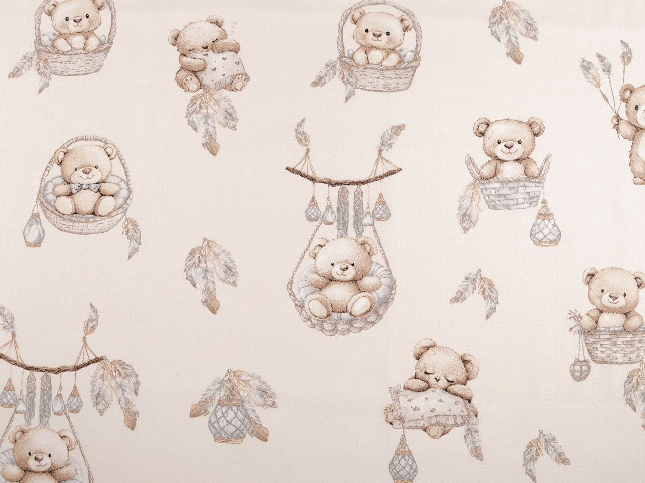 Cotton fabric / canvas teddy bear - Blue ice (1 Meter)