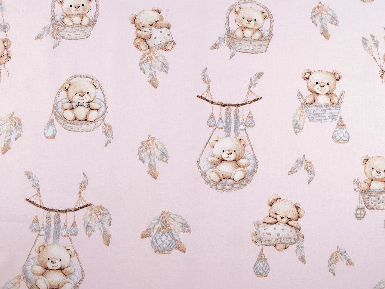 Cotton fabric / canvas teddy bear - Blue ice (1 Meter)