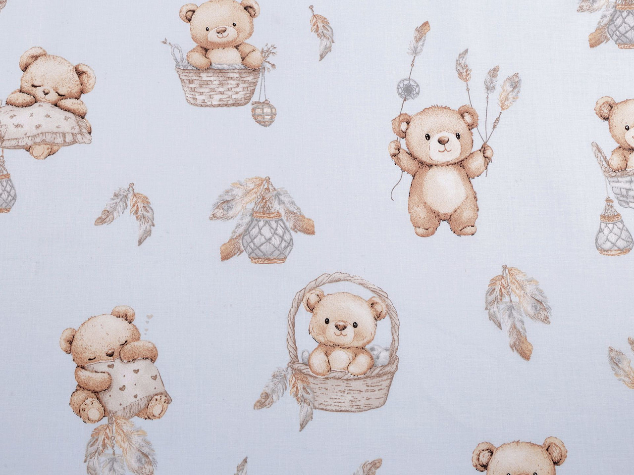 Cotton fabric / canvas teddy bear - Blue ice (1 Meter)