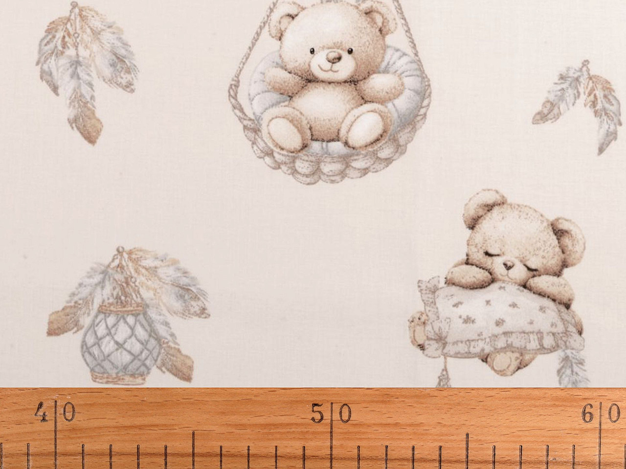 Cotton fabric / canvas teddy bear - Blue ice (1 Meter)
