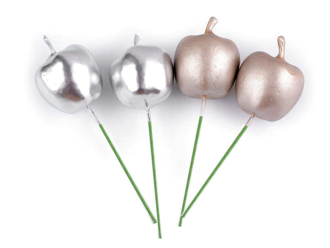 Artificial apples on a metallic wire - Silver (2 Pieces)