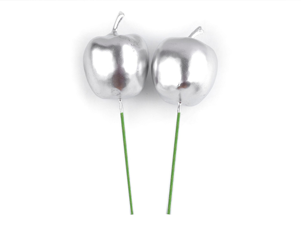 Artificial apples on a metallic wire - Silver (2 Pieces)