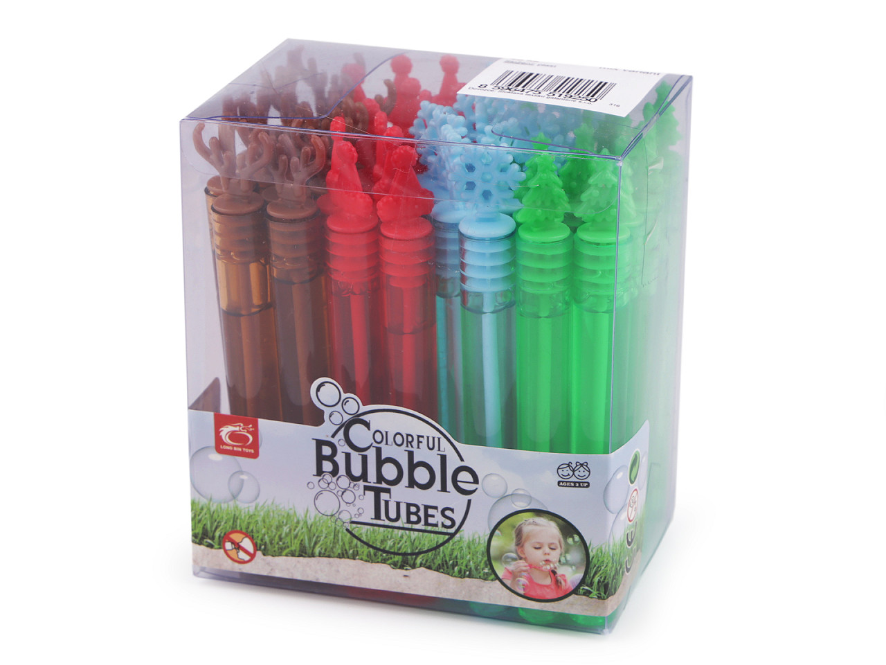 Christmas bubble blower reindeer, snowflake, hat, tree - Red (3 Pieces)