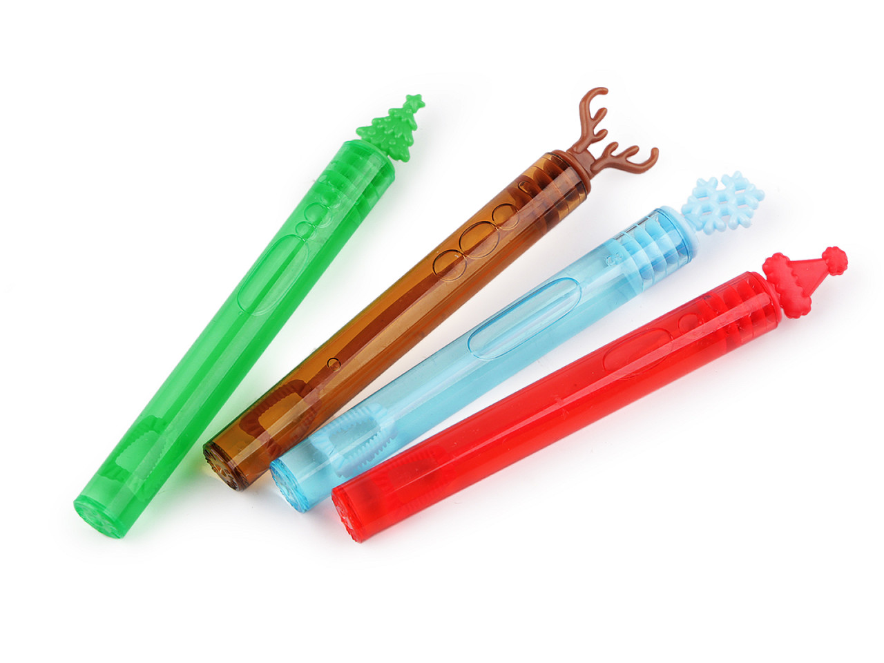 Christmas bubble blower reindeer, snowflake, hat, tree - Red (3 Pieces)