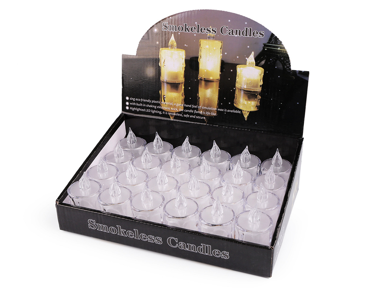 Led candle, battery operated ø3.6 cm - Transparent (4 Pieces)