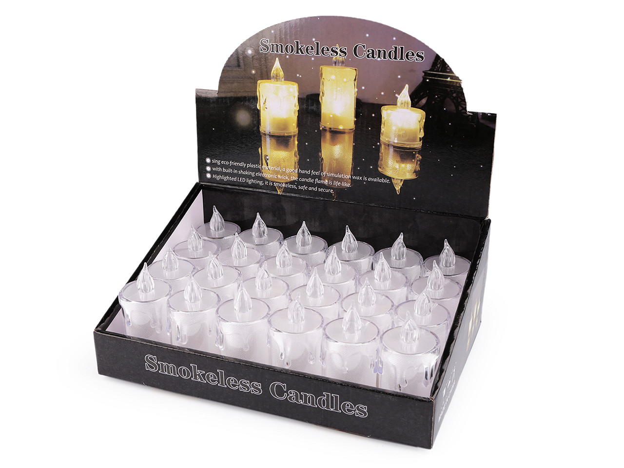 Led candle, battery operated ø3.6 cm - Transparent (4 Pieces)