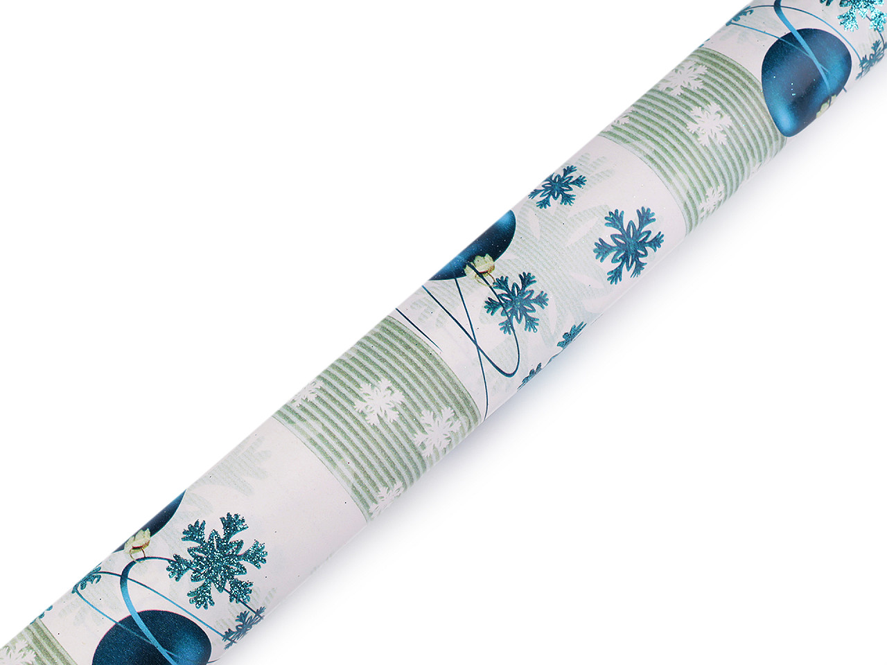 Christmas wrapping paper with glitter 0.7x2 m - Sea turquoise (1 Piece)