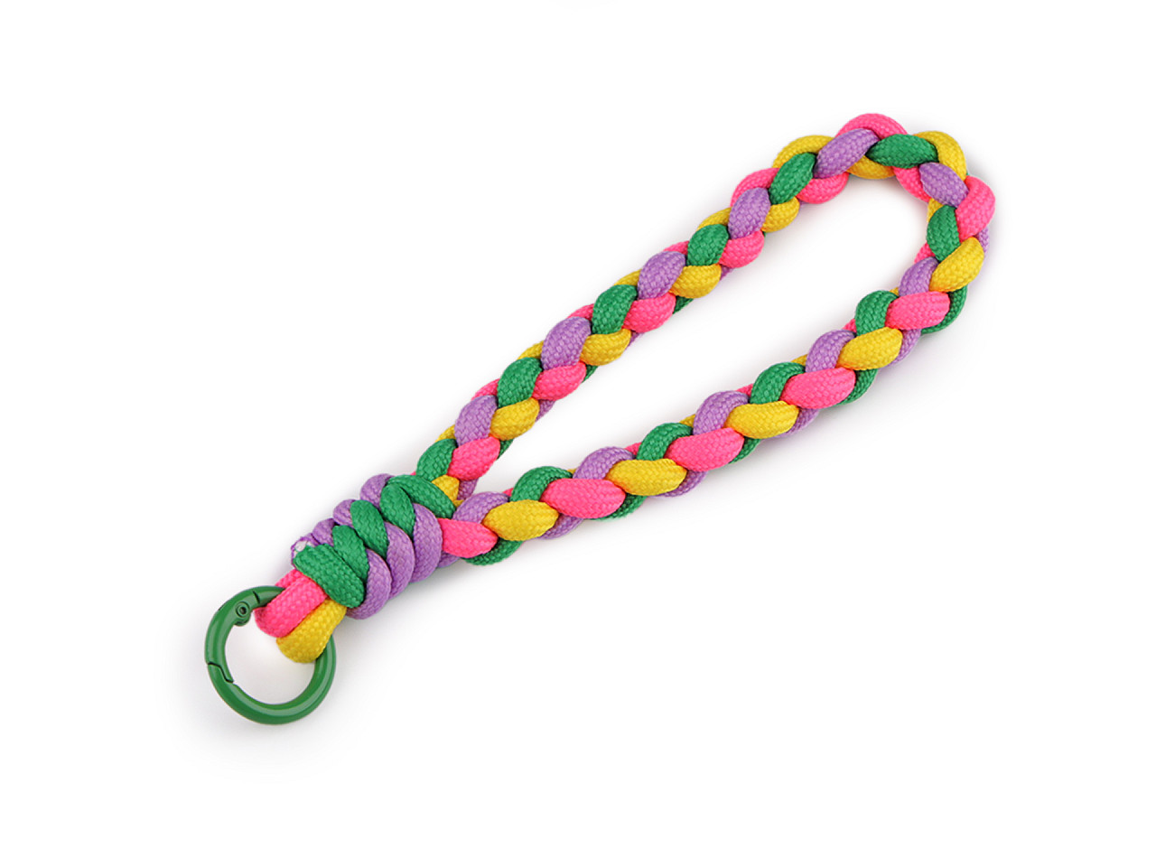 Braided pendant / key chain with carabiner - Green (1 Piece)