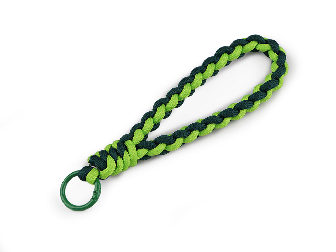 Braided pendant / key chain with carabiner - Green (1 Piece)