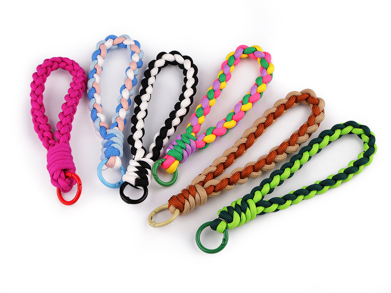 Braided pendant / key chain with carabiner - Green (1 Piece)