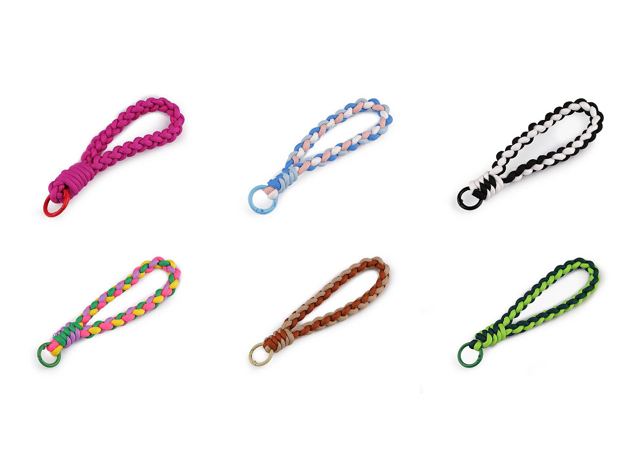 Braided pendant / key chain with carabiner - Green (1 Piece)