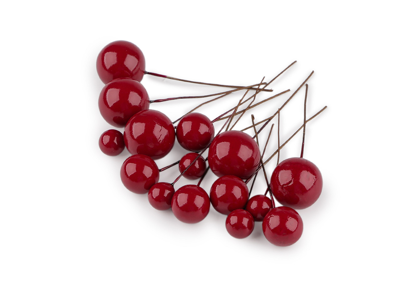 Balls / berries on a wire - mix of sizes - Red (1 Bag)