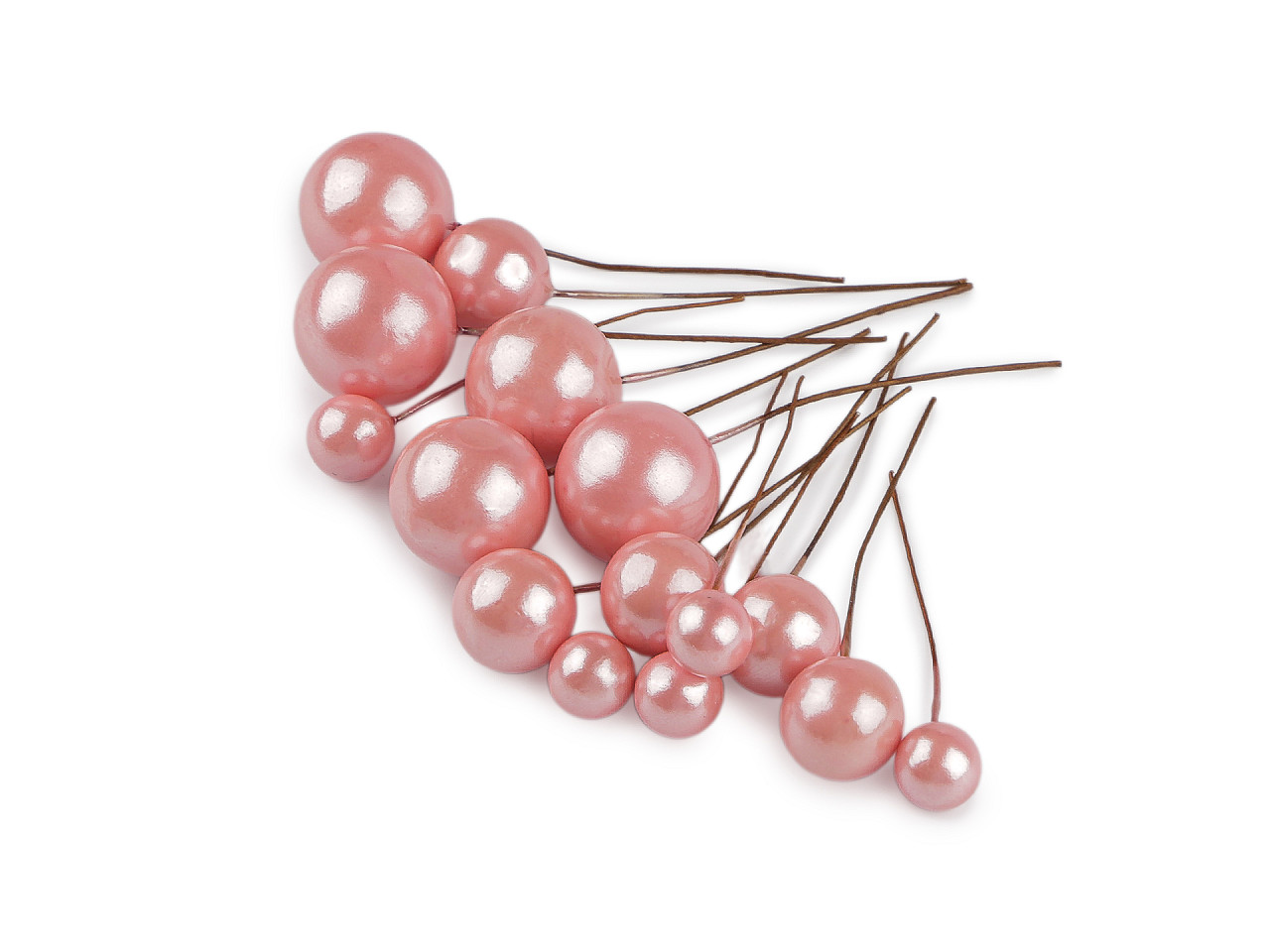 Balls / berries on a wire - mix of sizes - Red (1 Bag)
