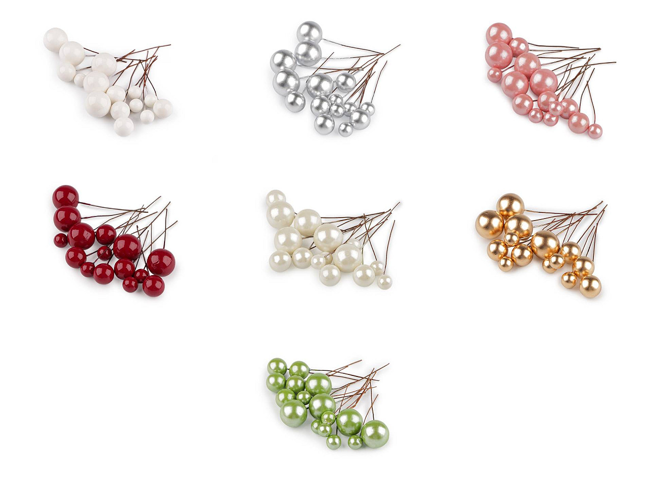 Balls / berries on a wire - mix of sizes - Red (1 Bag)
