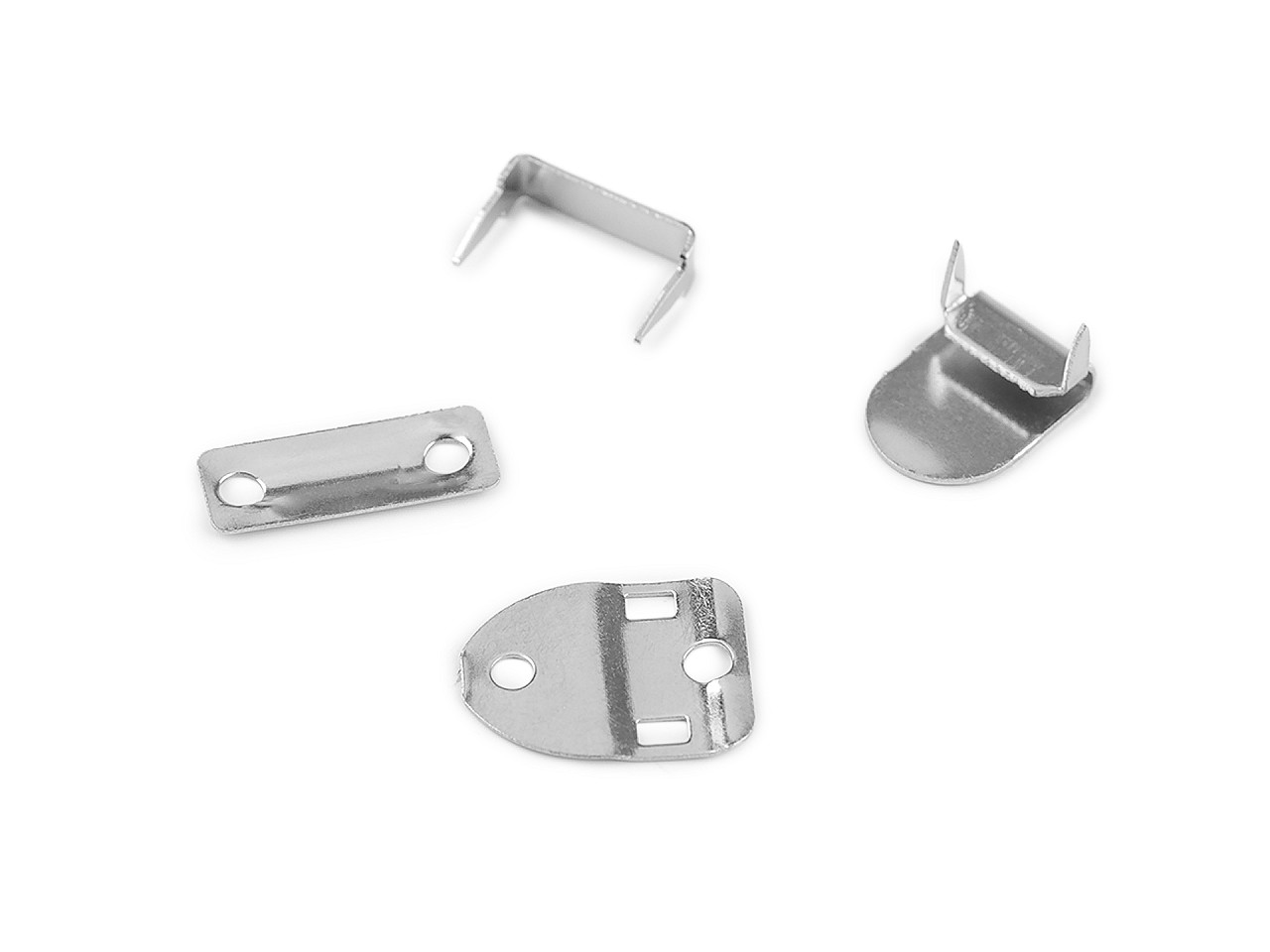 Trouser hook/fastener, four-piece, stainless steel - Nickel (5 Pieces)