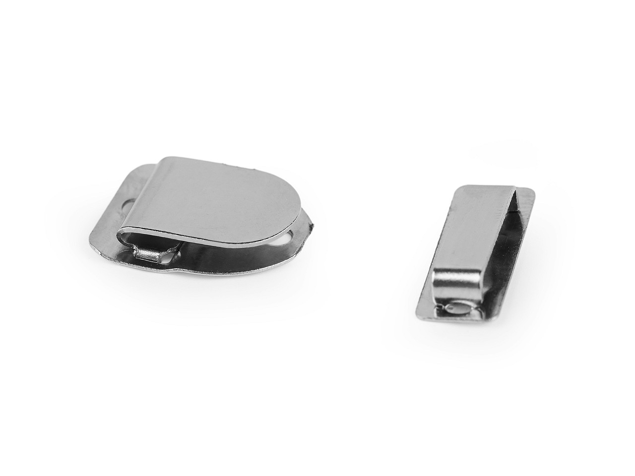 Trouser hook/fastener, four-piece, stainless steel - Nickel (5 Pieces)